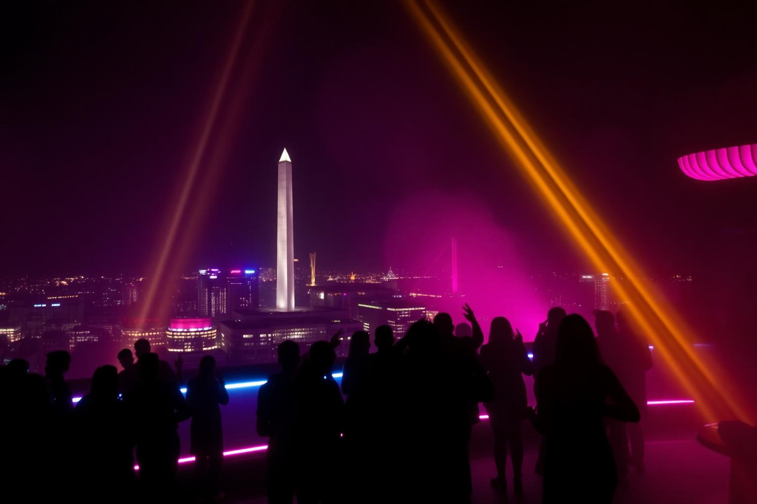 DC nightlife rooftop at night